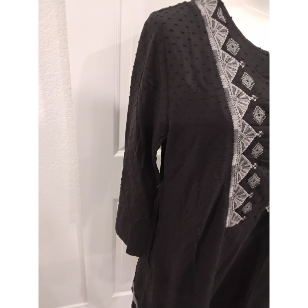 NWT Calme by JOHNNY WAS DOBBY PRINCESS DRESS Embroidered Cotton Blend‎ Midi-M - Picture 4 of 8